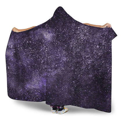 Dark Purple Cosmos Galaxy Space Print Hooded Blanket