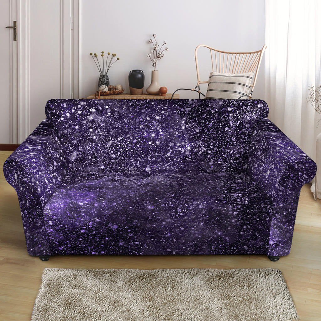 Dark Purple Cosmos Galaxy Space Print Loveseat Slipcover