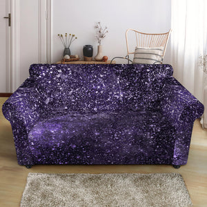 Dark Purple Cosmos Galaxy Space Print Loveseat Slipcover