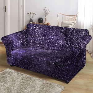 Dark Purple Cosmos Galaxy Space Print Loveseat Slipcover