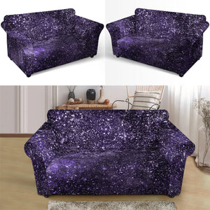 Dark Purple Cosmos Galaxy Space Print Loveseat Slipcover