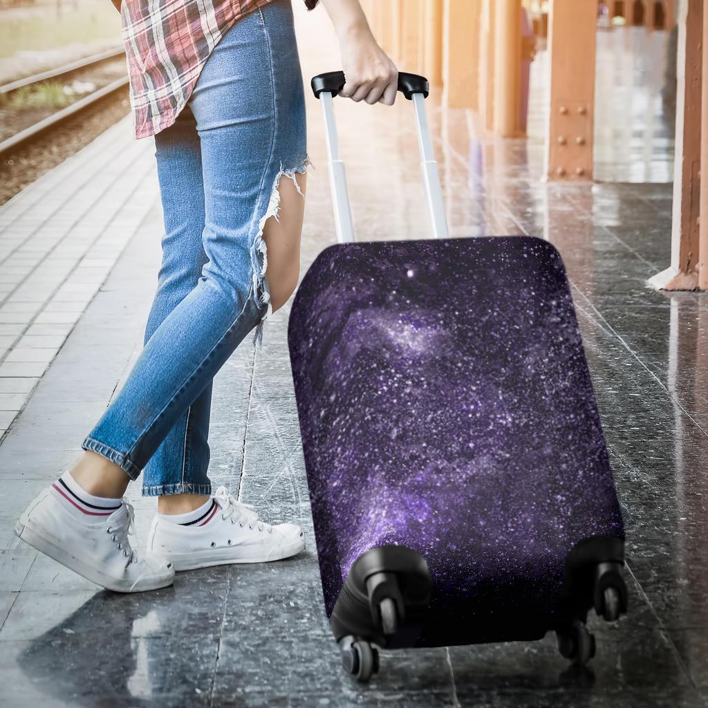 Dark Purple Cosmos Galaxy Space Print Luggage Cover GearFrost