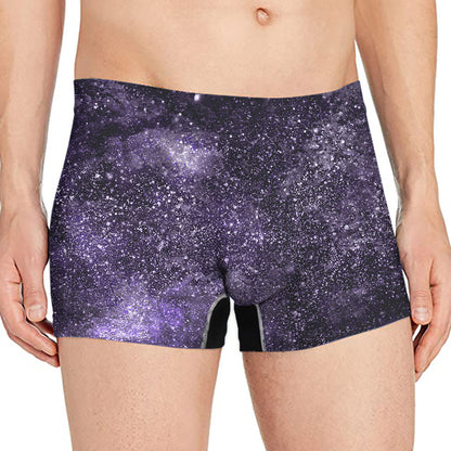 Dark Purple Cosmos Galaxy Space Print Men's Boxer Briefs