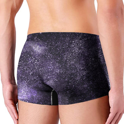 Dark Purple Cosmos Galaxy Space Print Men's Boxer Briefs