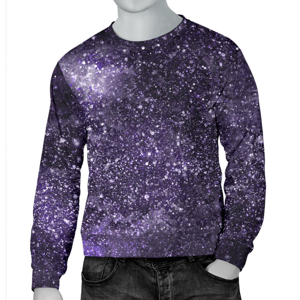 Dark Purple Cosmos Galaxy Space Print Men's Crewneck Sweatshirt GearFrost