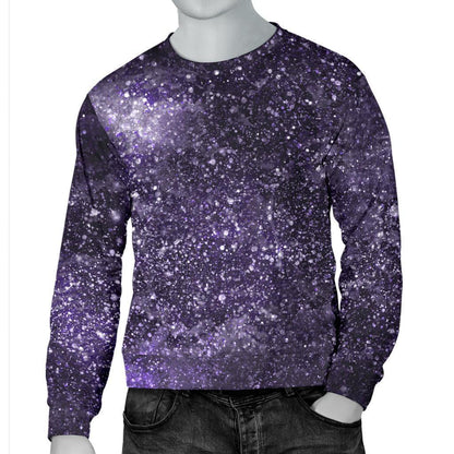 Dark Purple Cosmos Galaxy Space Print Men's Crewneck Sweatshirt GearFrost