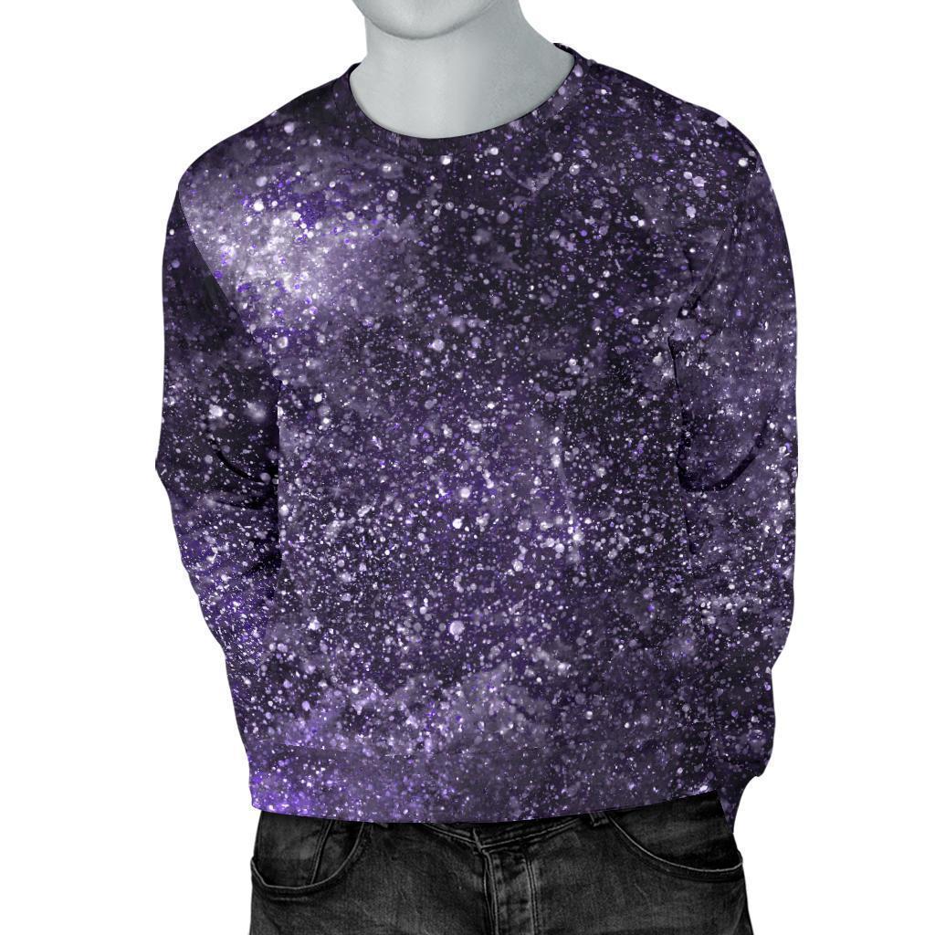 Dark Purple Cosmos Galaxy Space Print Men's Crewneck Sweatshirt GearFrost