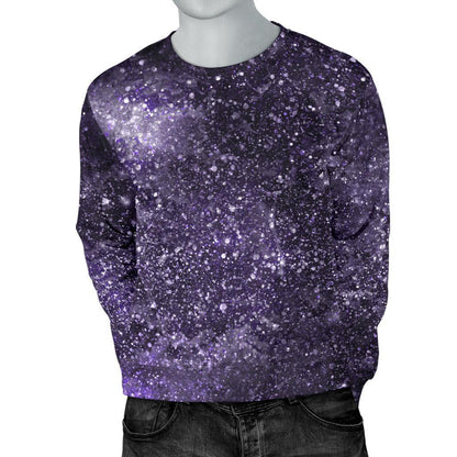 Dark Purple Cosmos Galaxy Space Print Men's Crewneck Sweatshirt GearFrost