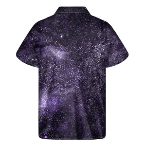 Dark Purple Cosmos Galaxy Space Print Men's Short Sleeve Shirt