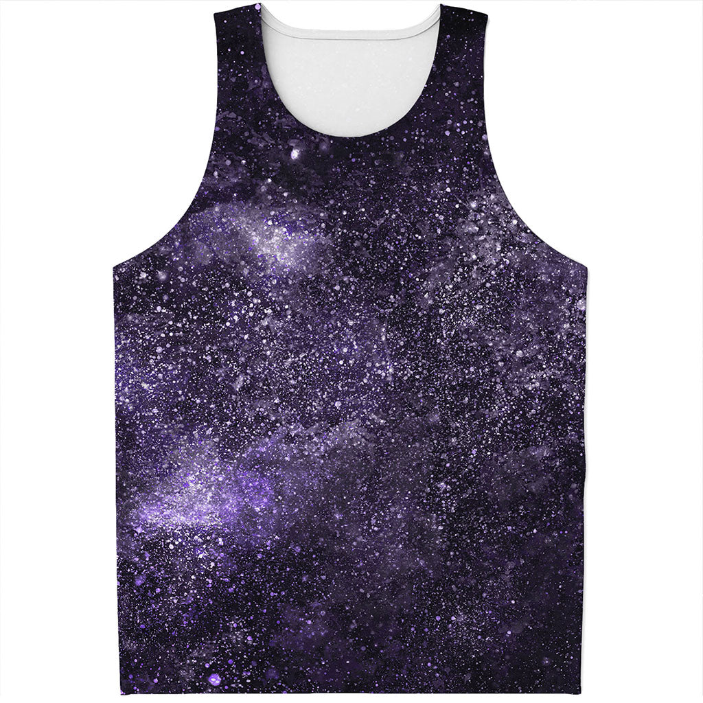 Dark Purple Cosmos Galaxy Space Print Men's Tank Top