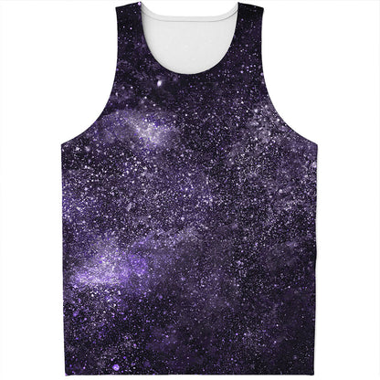 Dark Purple Cosmos Galaxy Space Print Men's Tank Top
