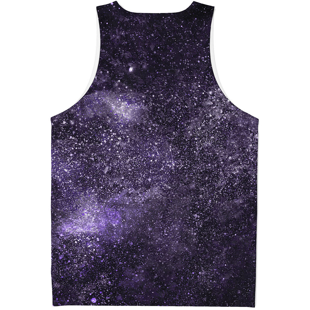 Dark Purple Cosmos Galaxy Space Print Men's Tank Top