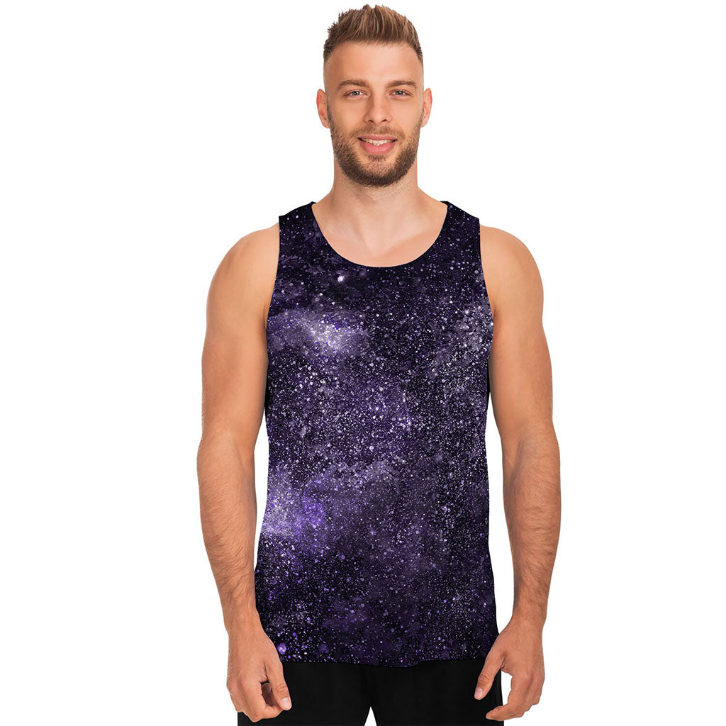 Dark Purple Cosmos Galaxy Space Print Men's Tank Top