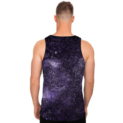 Dark Purple Cosmos Galaxy Space Print Men's Tank Top