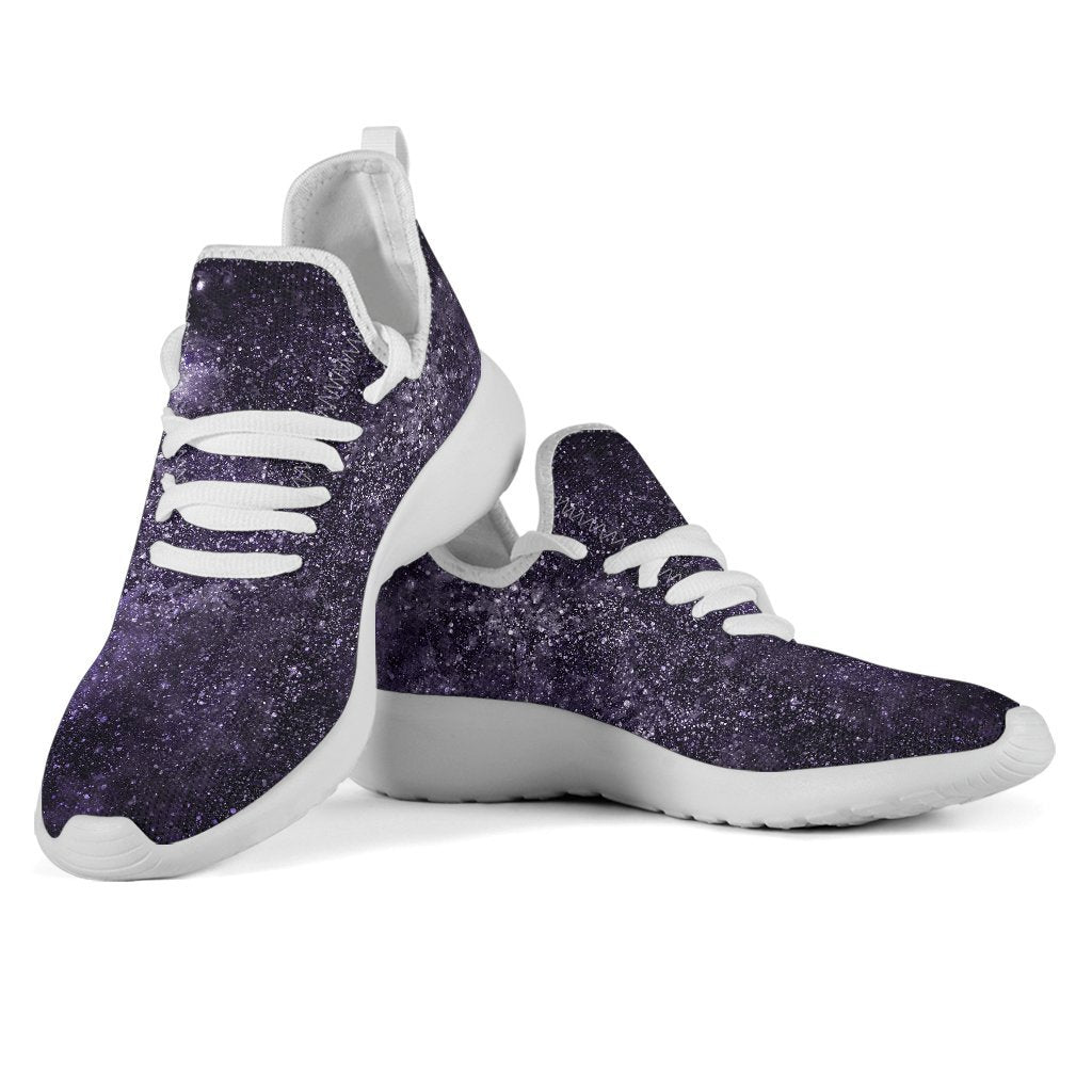 Dark Purple Cosmos Galaxy Space Print Mesh Knit Shoes GearFrost