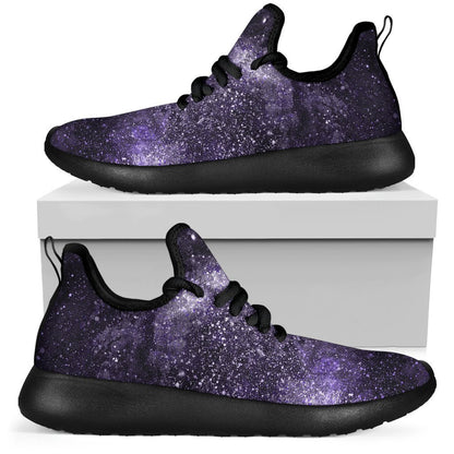 Dark Purple Cosmos Galaxy Space Print Mesh Knit Shoes GearFrost