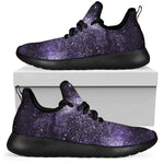 Dark Purple Cosmos Galaxy Space Print Mesh Knit Shoes GearFrost