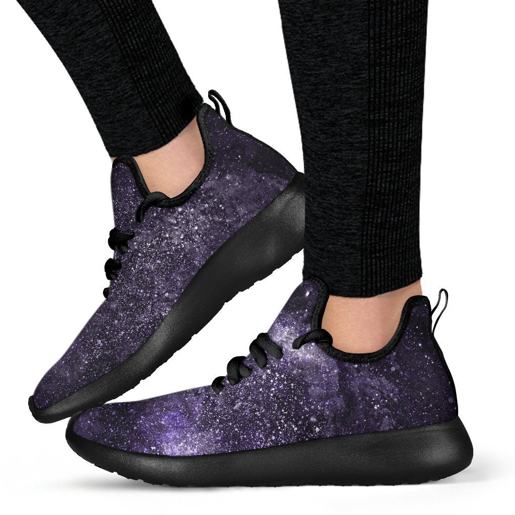 Dark Purple Cosmos Galaxy Space Print Mesh Knit Shoes GearFrost