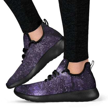 Dark Purple Cosmos Galaxy Space Print Mesh Knit Shoes GearFrost