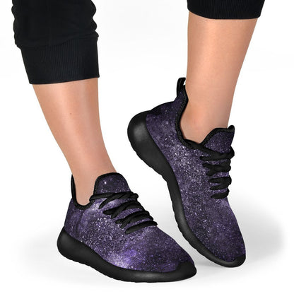 Dark Purple Cosmos Galaxy Space Print Mesh Knit Shoes GearFrost
