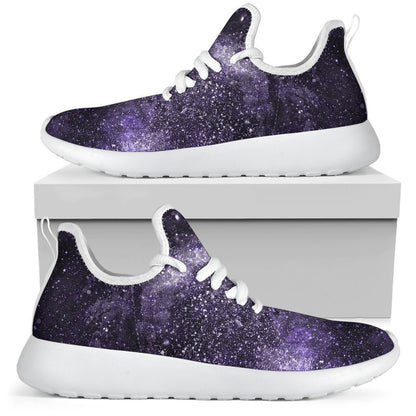 Dark Purple Cosmos Galaxy Space Print Mesh Knit Shoes GearFrost