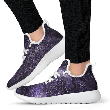 Dark Purple Cosmos Galaxy Space Print Mesh Knit Shoes GearFrost