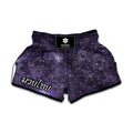 Dark Purple Cosmos Galaxy Space Print Muay Thai Boxing Shorts
