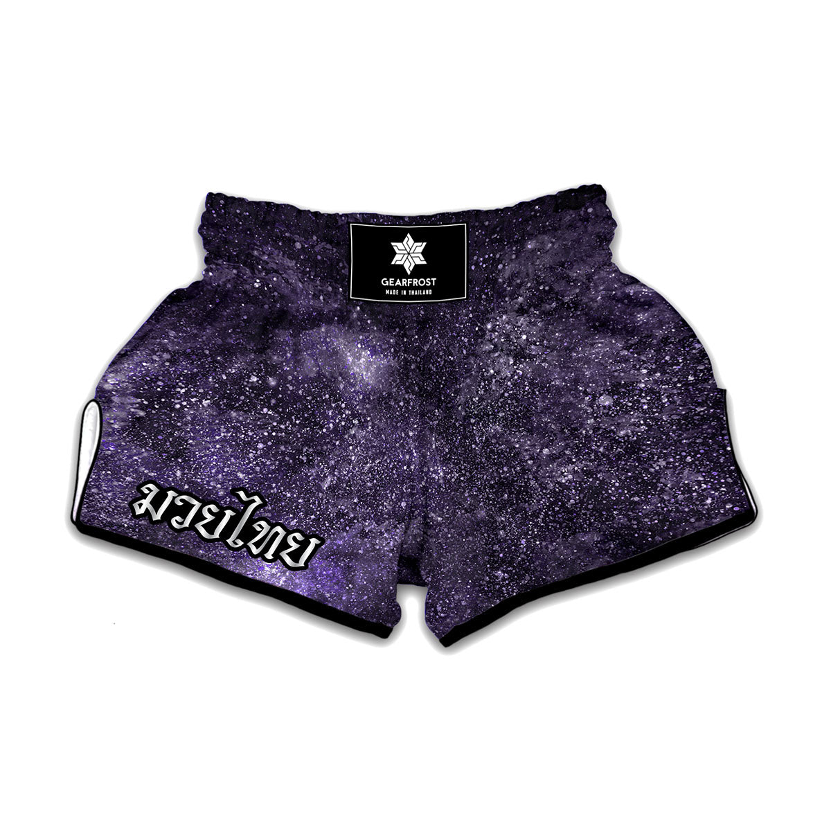 Dark Purple Cosmos Galaxy Space Print Muay Thai Boxing Shorts