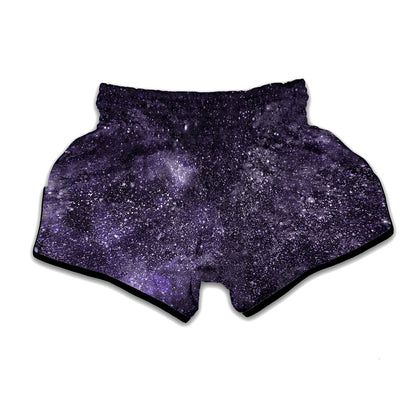 Dark Purple Cosmos Galaxy Space Print Muay Thai Boxing Shorts