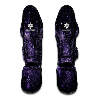 Dark Purple Cosmos Galaxy Space Print Muay Thai Shin Guard