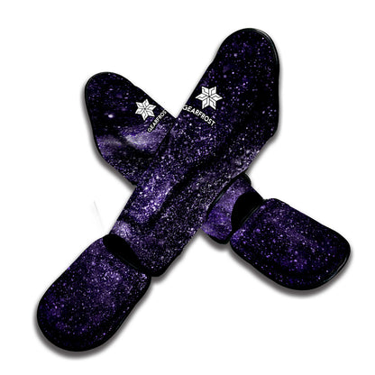 Dark Purple Cosmos Galaxy Space Print Muay Thai Shin Guard