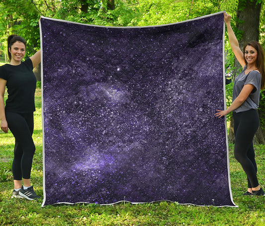 Dark Purple Cosmos Galaxy Space Print Quilt