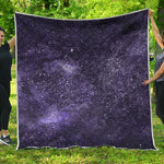 Dark Purple Cosmos Galaxy Space Print Quilt
