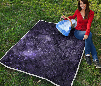 Dark Purple Cosmos Galaxy Space Print Quilt