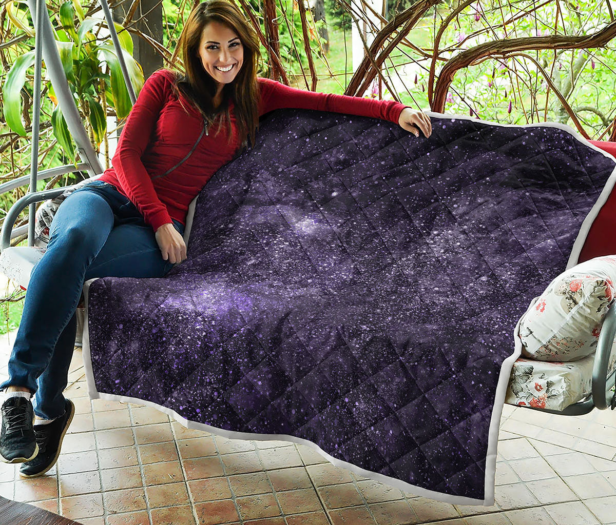 Dark Purple Cosmos Galaxy Space Print Quilt
