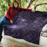 Dark Purple Cosmos Galaxy Space Print Quilt