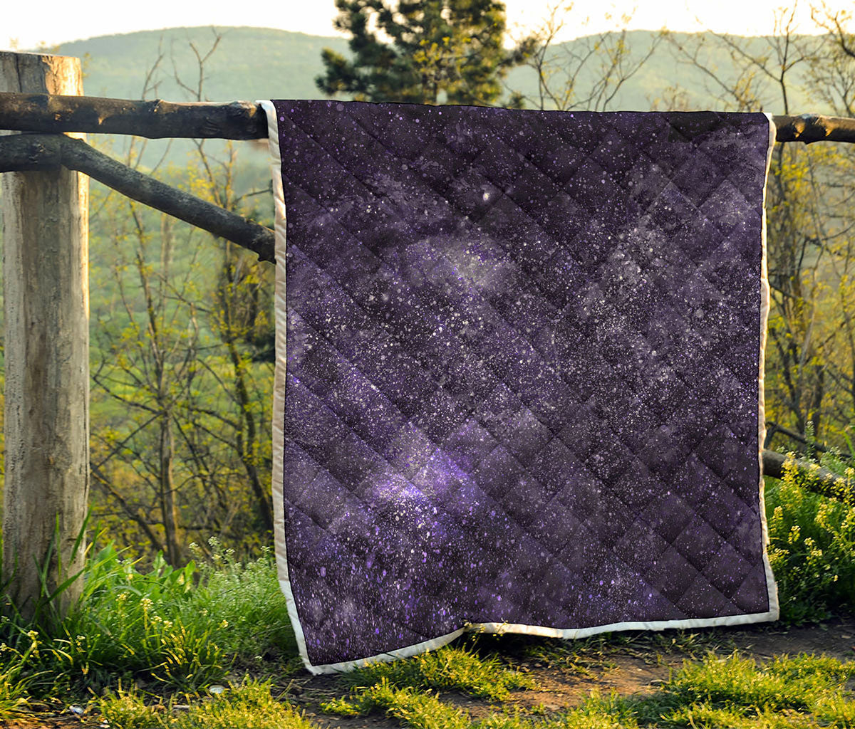 Dark Purple Cosmos Galaxy Space Print Quilt