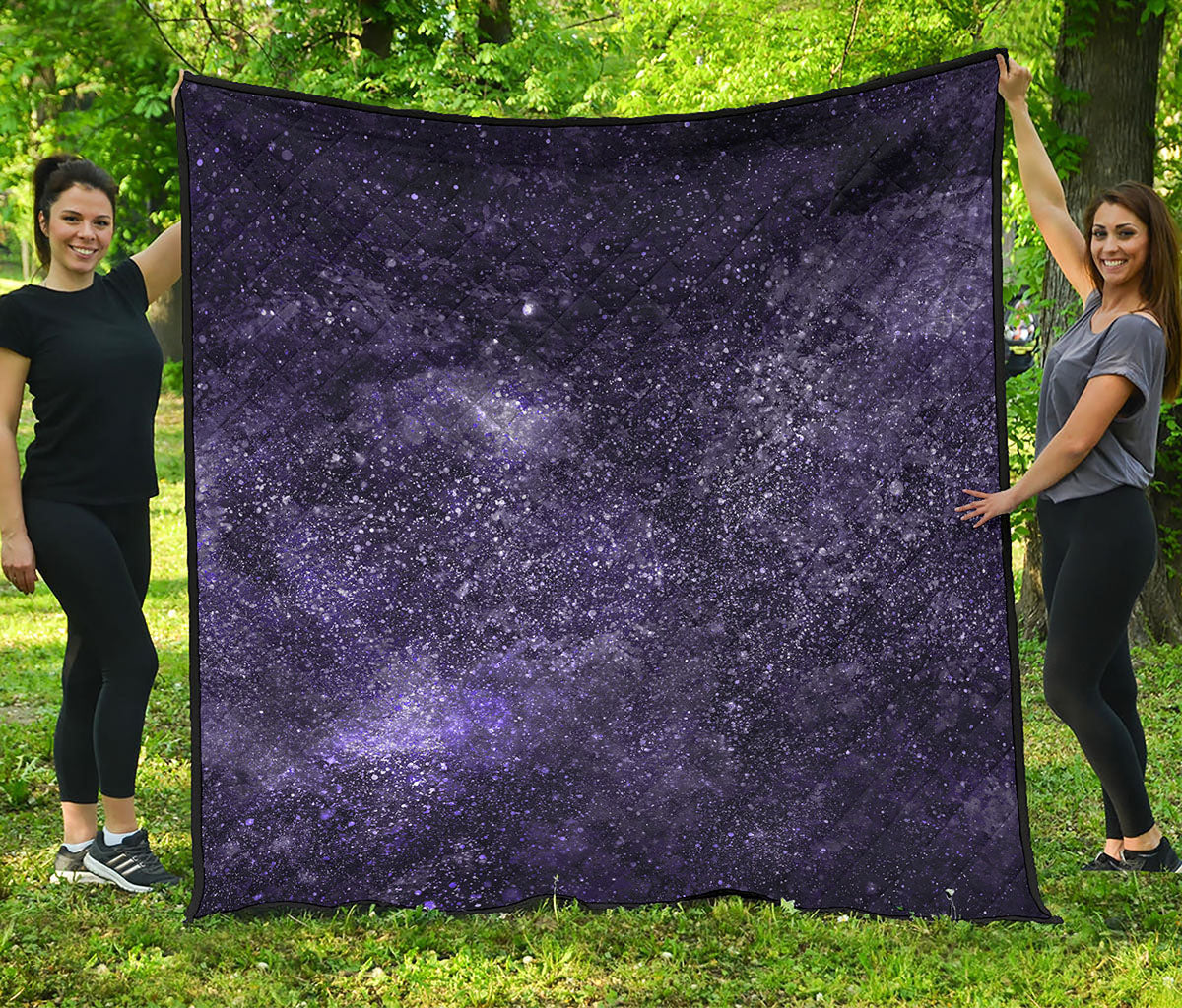 Dark Purple Cosmos Galaxy Space Print Quilt