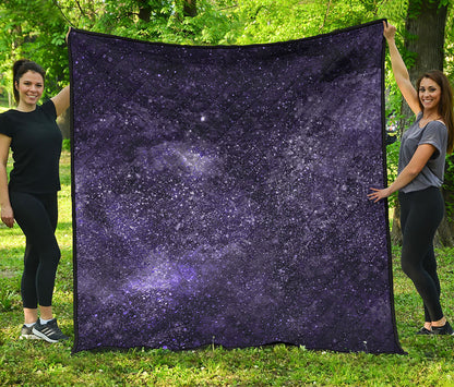 Dark Purple Cosmos Galaxy Space Print Quilt