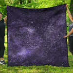 Dark Purple Cosmos Galaxy Space Print Quilt