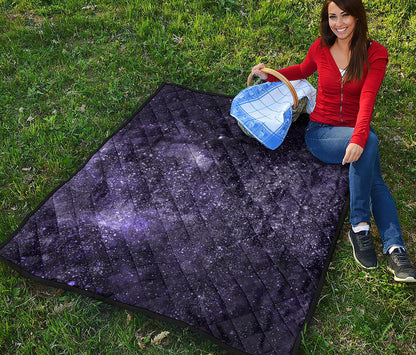 Dark Purple Cosmos Galaxy Space Print Quilt