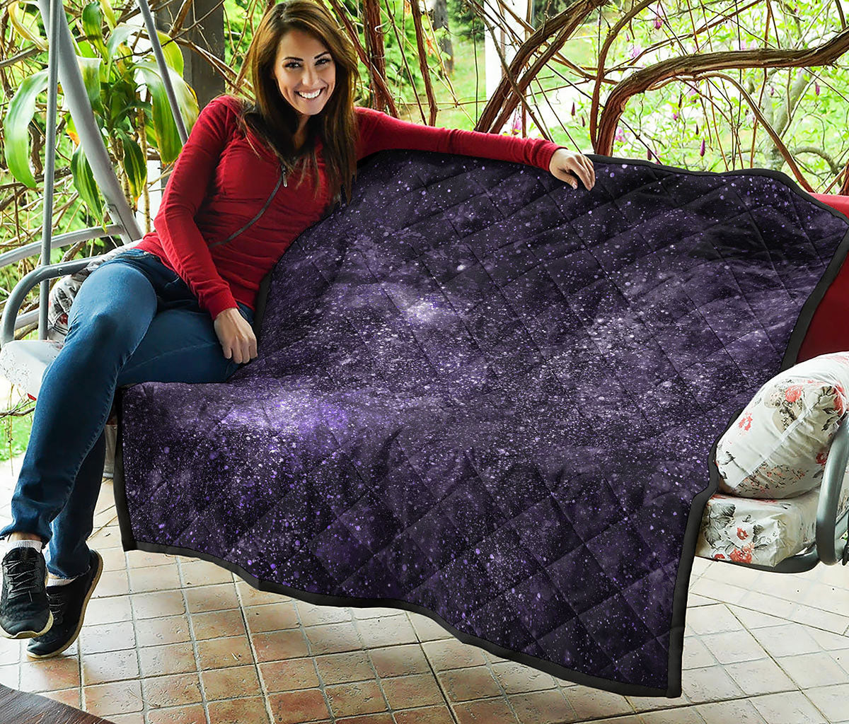Dark Purple Cosmos Galaxy Space Print Quilt