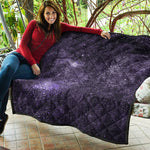 Dark Purple Cosmos Galaxy Space Print Quilt