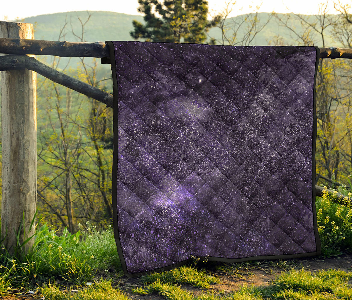 Dark Purple Cosmos Galaxy Space Print Quilt