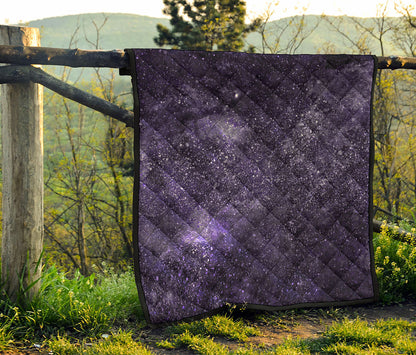 Dark Purple Cosmos Galaxy Space Print Quilt