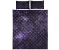 Dark Purple Cosmos Galaxy Space Print Quilt Bed Set