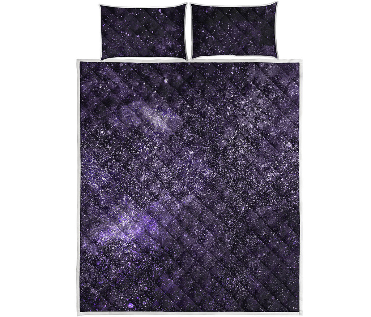 Dark Purple Cosmos Galaxy Space Print Quilt Bed Set