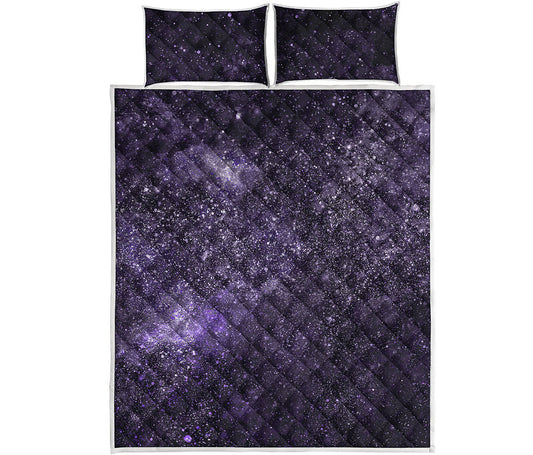 Dark Purple Cosmos Galaxy Space Print Quilt Bed Set