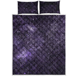 Dark Purple Cosmos Galaxy Space Print Quilt Bed Set