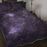 Dark Purple Cosmos Galaxy Space Print Quilt Bed Set